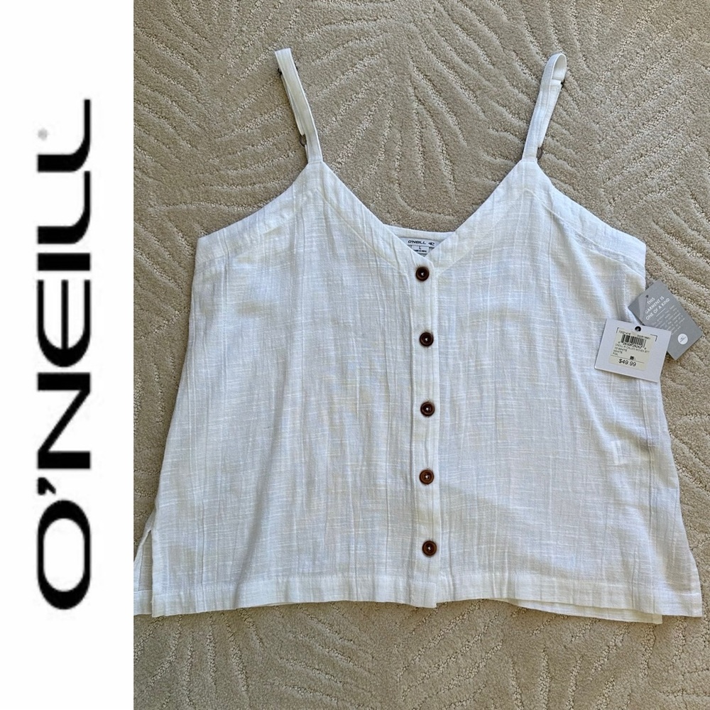 SZ L O’NEILL CROPPED LINEN TANK TOP